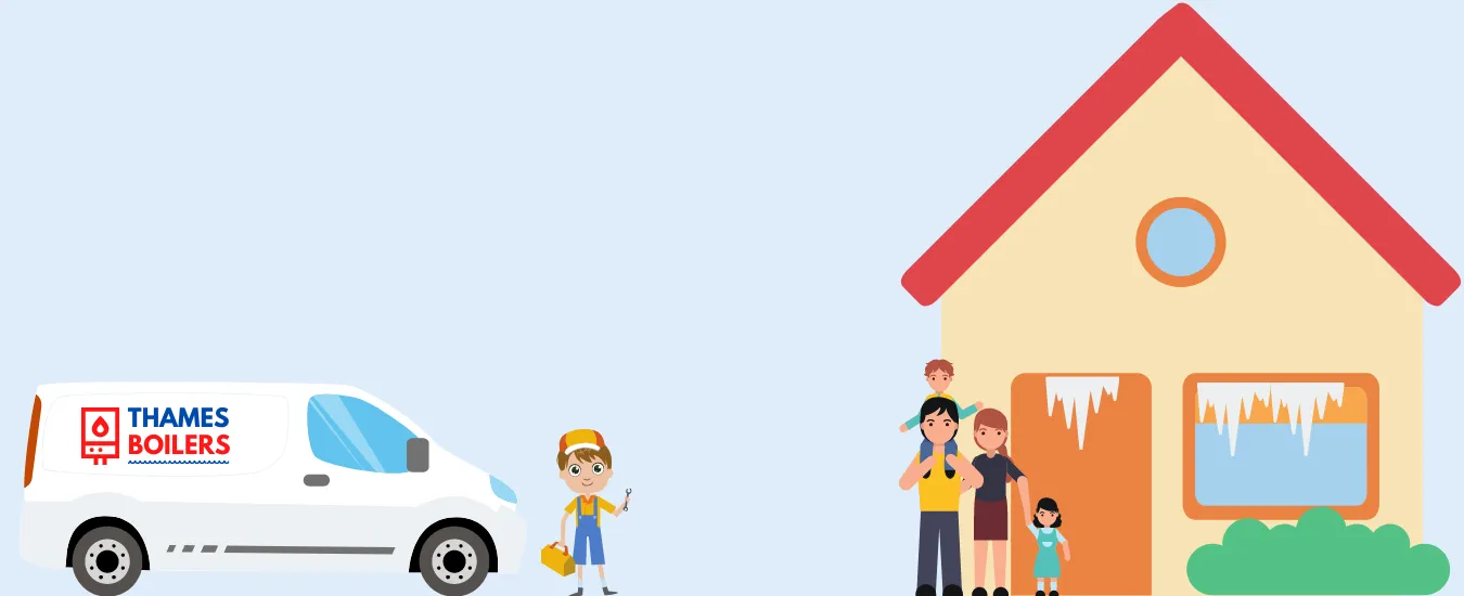 Thames Boilers engineer helping a family